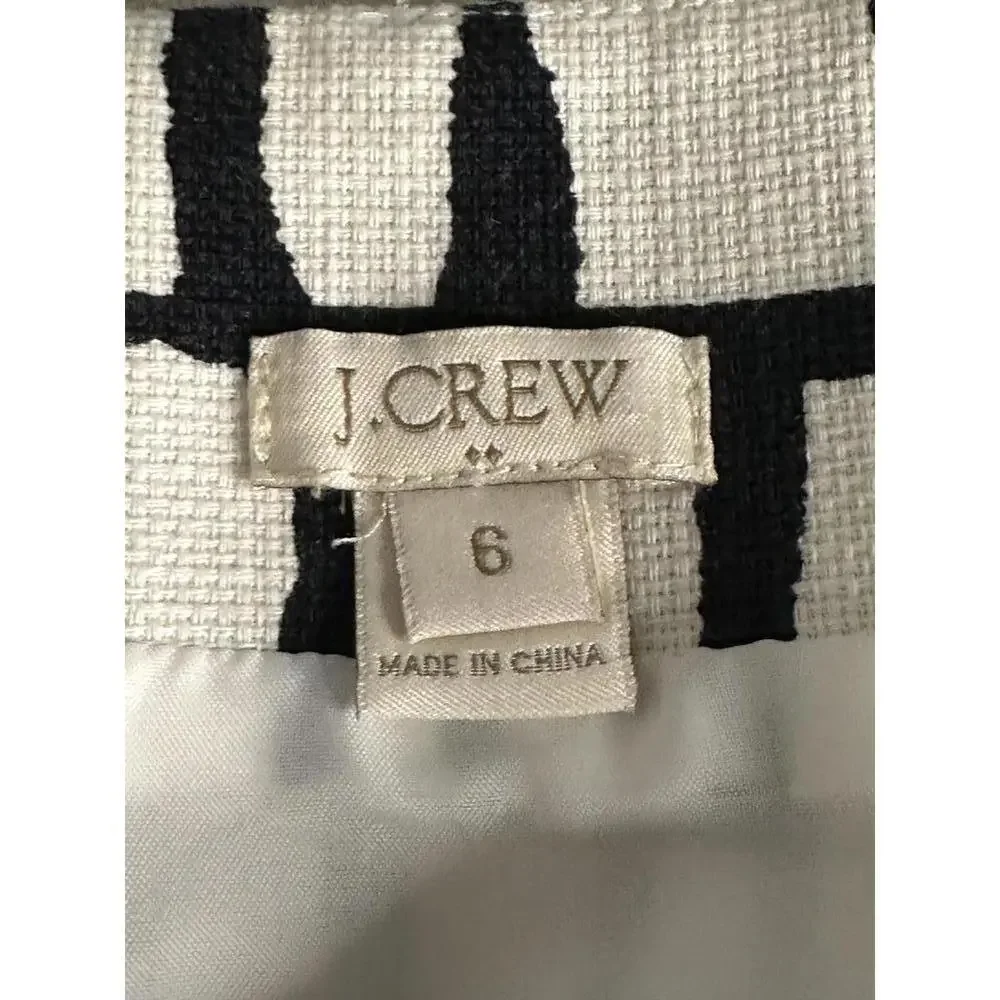 J.Crew black/white cotton boatneck short sleeve basketweave sheath dress Size 6 - Picture 6 of 6